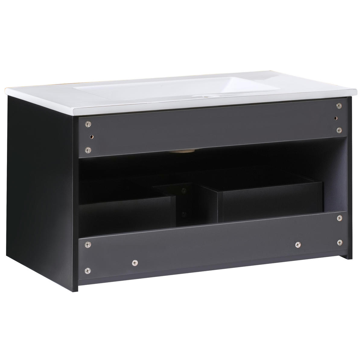 DULAP SUB LAVOAR montat pe perete cu lavoar negru Bonaire - negru, compozit lemnos (80/43/93cm) - Beliani