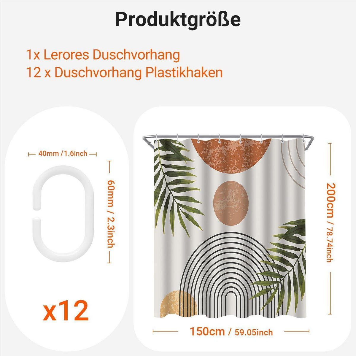 DUSCHVORHANG Blätter Linie 150 x 200 cm - Multicolor, Textil (150/200cm)