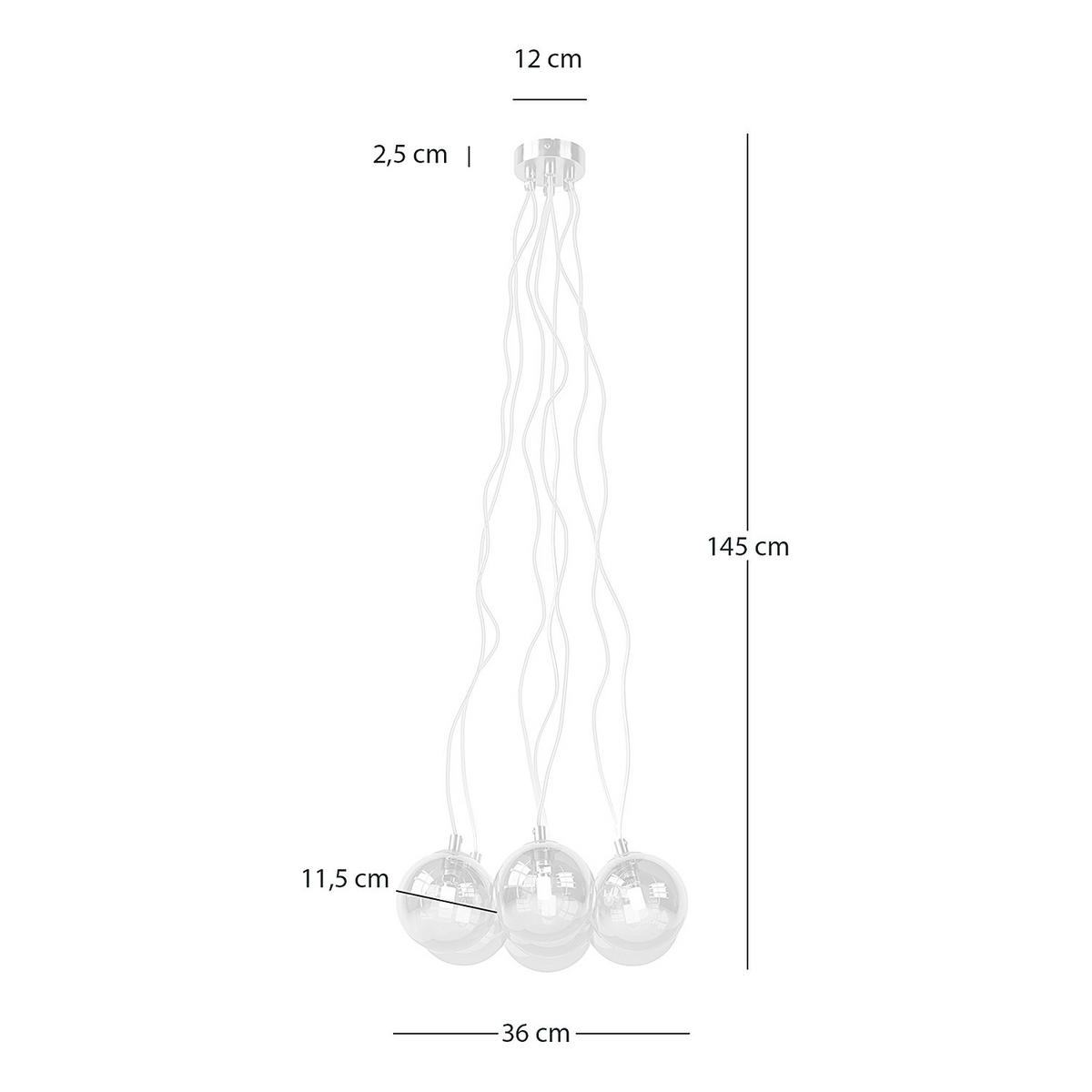 PENDELLEUCHTE - Glas / Metall - 7-flammig - Goldfarben/Bernsteinfarben, Glas/Metall (36/36/145cm) - home24