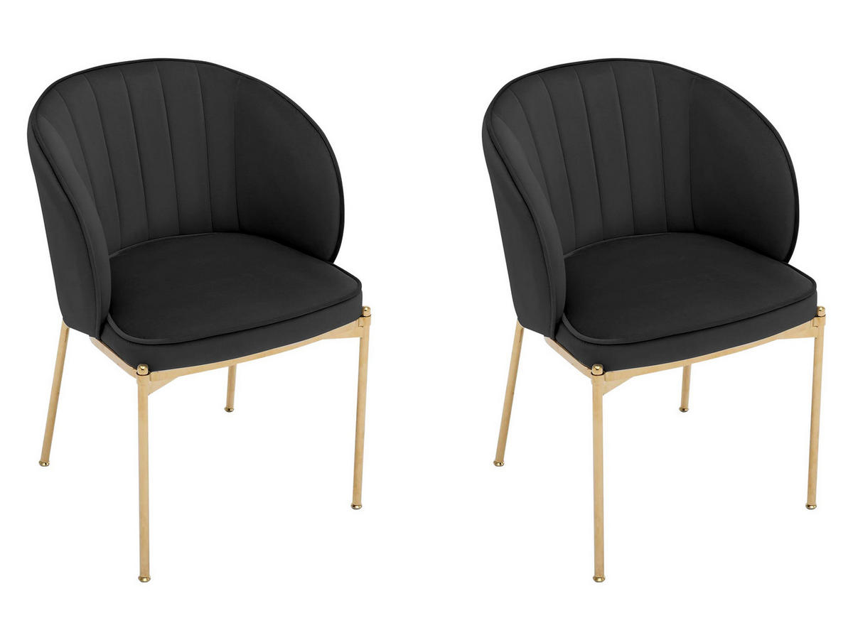 STUHL-SET Muz DC-1259/GL - Goldfarben/Schwarz, Textil/Metall (57/82/58cm) - MIRJAN24