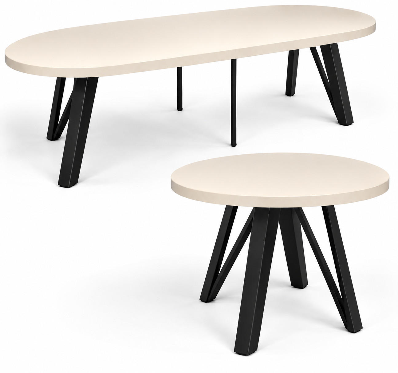 ESSTISCH rund ausziehbar 100/300/76 cm, Kaschmir, 54 cm Tischplatte + Industrial Metallgestell Schwarz - Kaschmir/Schwarz, Holzwerkstoff/Metall (100/300/76cm) - Damale Möbel