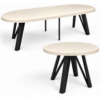 ESSTISCH rund ausziehbar 100/300/76 cm, Kaschmir, 54 cm Tischplatte + Industrial Metallgestell Schwarz - Kaschmir/Schwarz, Holzwerkstoff/Metall (100/300/76cm) - Damale Möbel