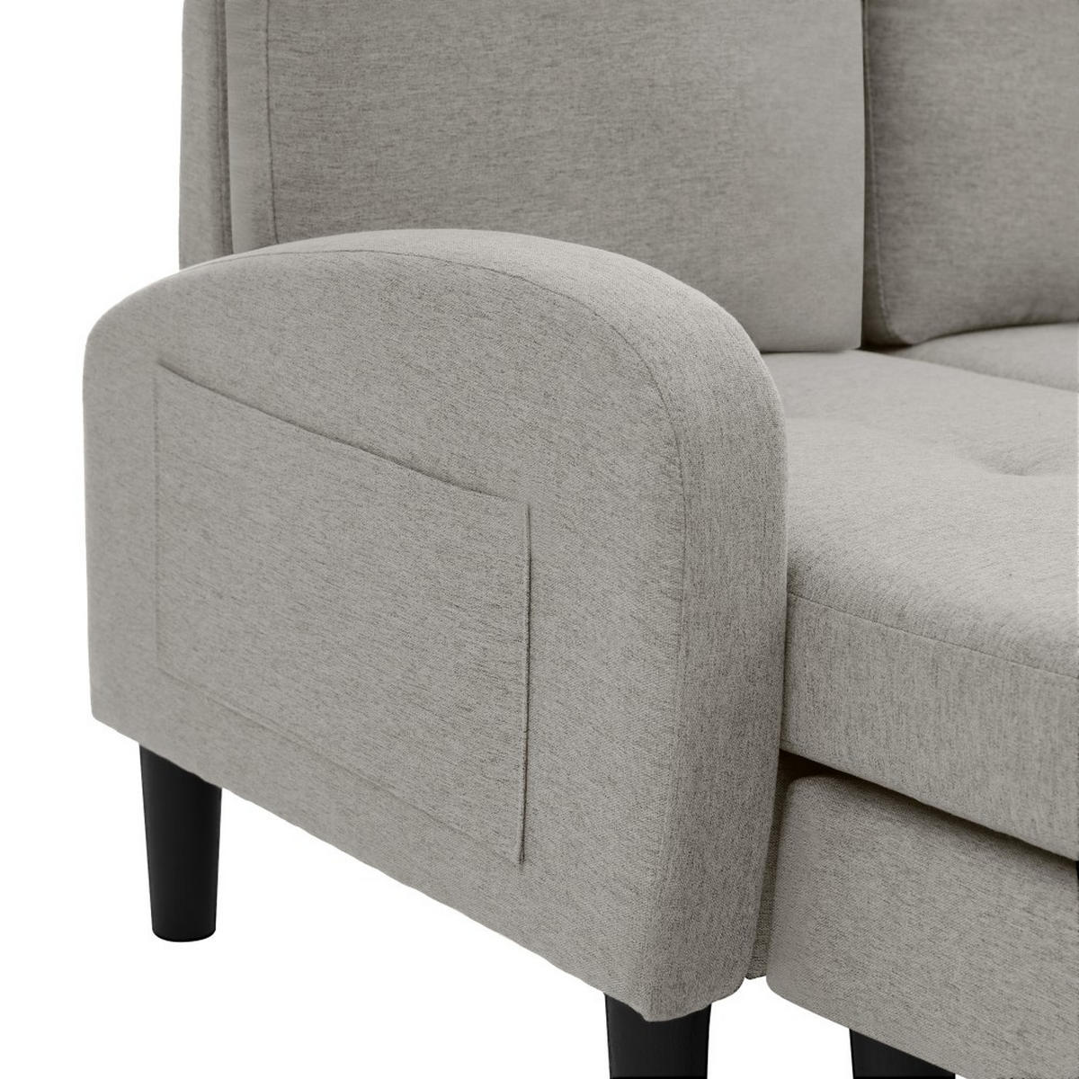 ECKSOFA 166 x 118 x 77 cm in Grau mit Chaiselongue - Grau, Kunststoff/Textil (118/116cm) - KOMHTOM