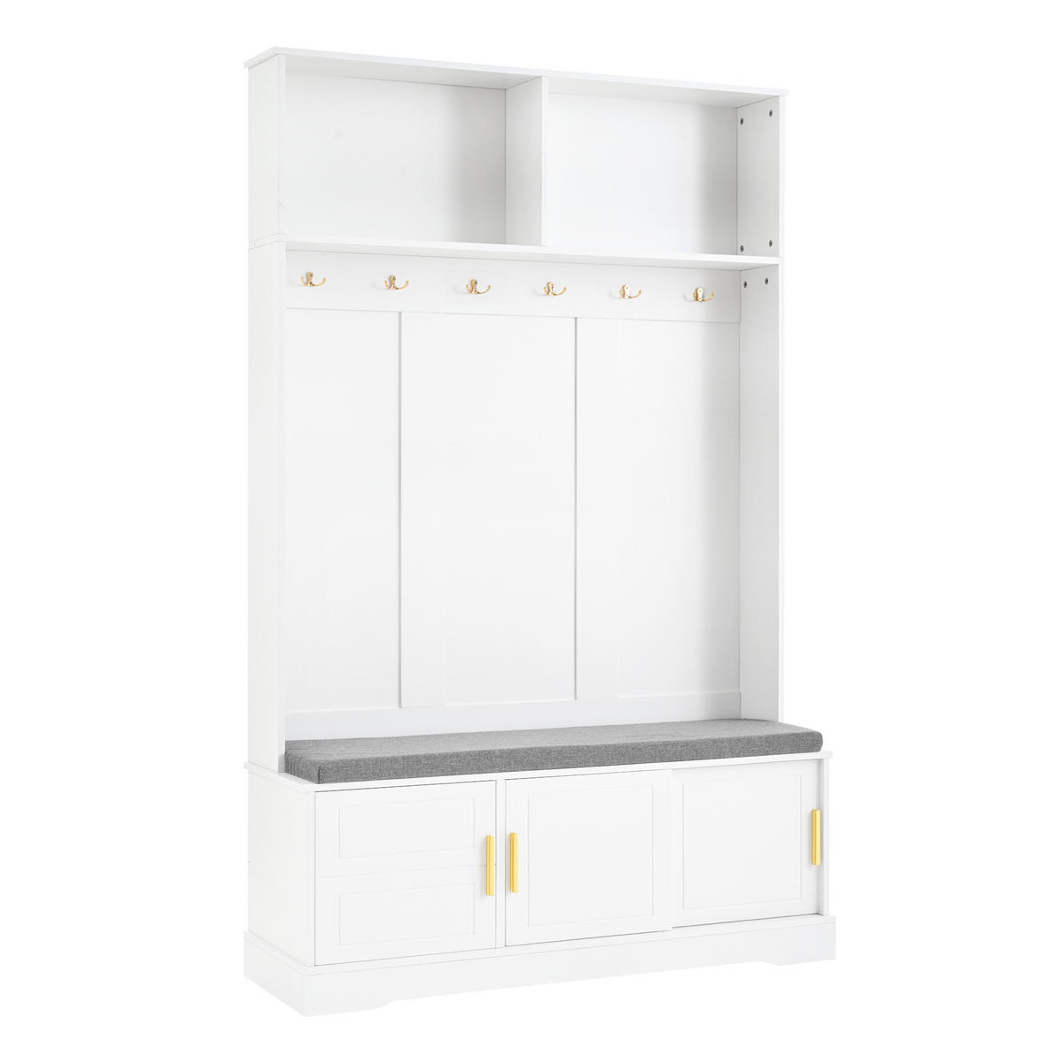 GARDEROBE 120/191/40 cm Weiß aus Spanplatte mit Schuhbank - Weiß, Holzwerkstoff (40/191/120cm) - OKMYHOME