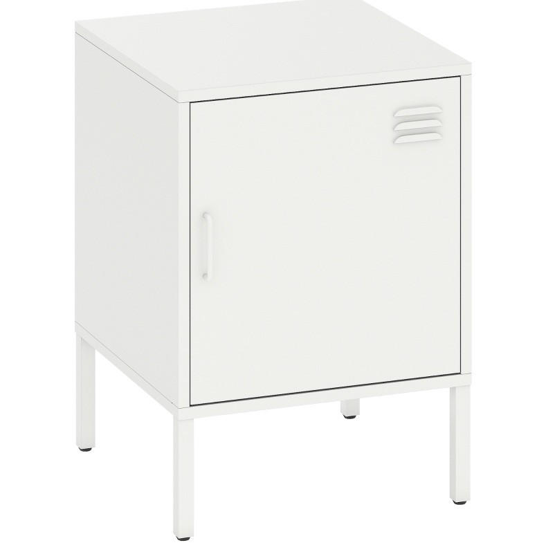 NACHTTISCH 40/40/56 cm in Weiß aus Stahl mit verstellbarem Regal - Weiß, Metall (40/56/40cm) - Flora Grace