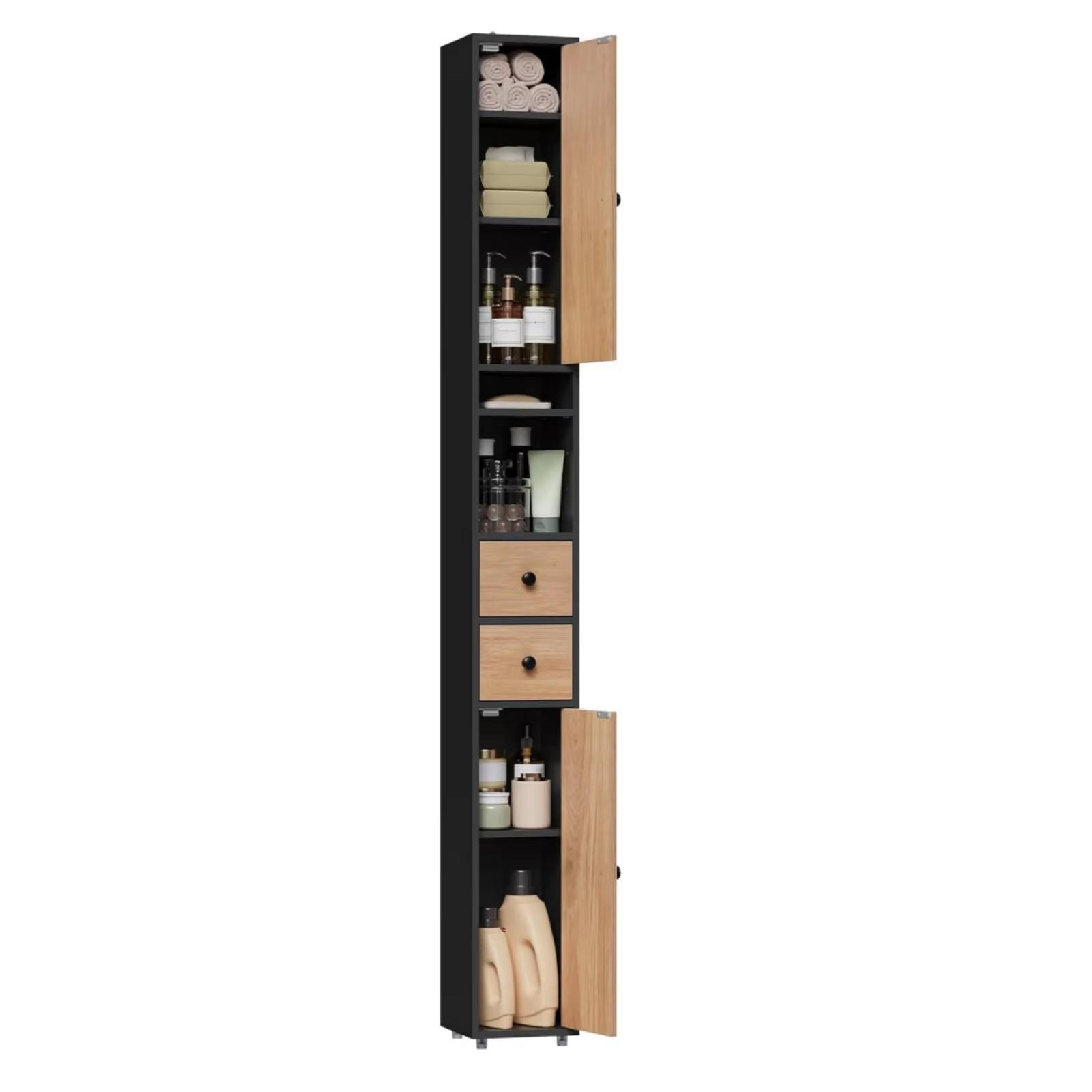 HOCHSCHRANK 20/180/20 cm schmal MDF schwarz Regale - Schwarz, Holz (20/180/20cm) - Coonoor