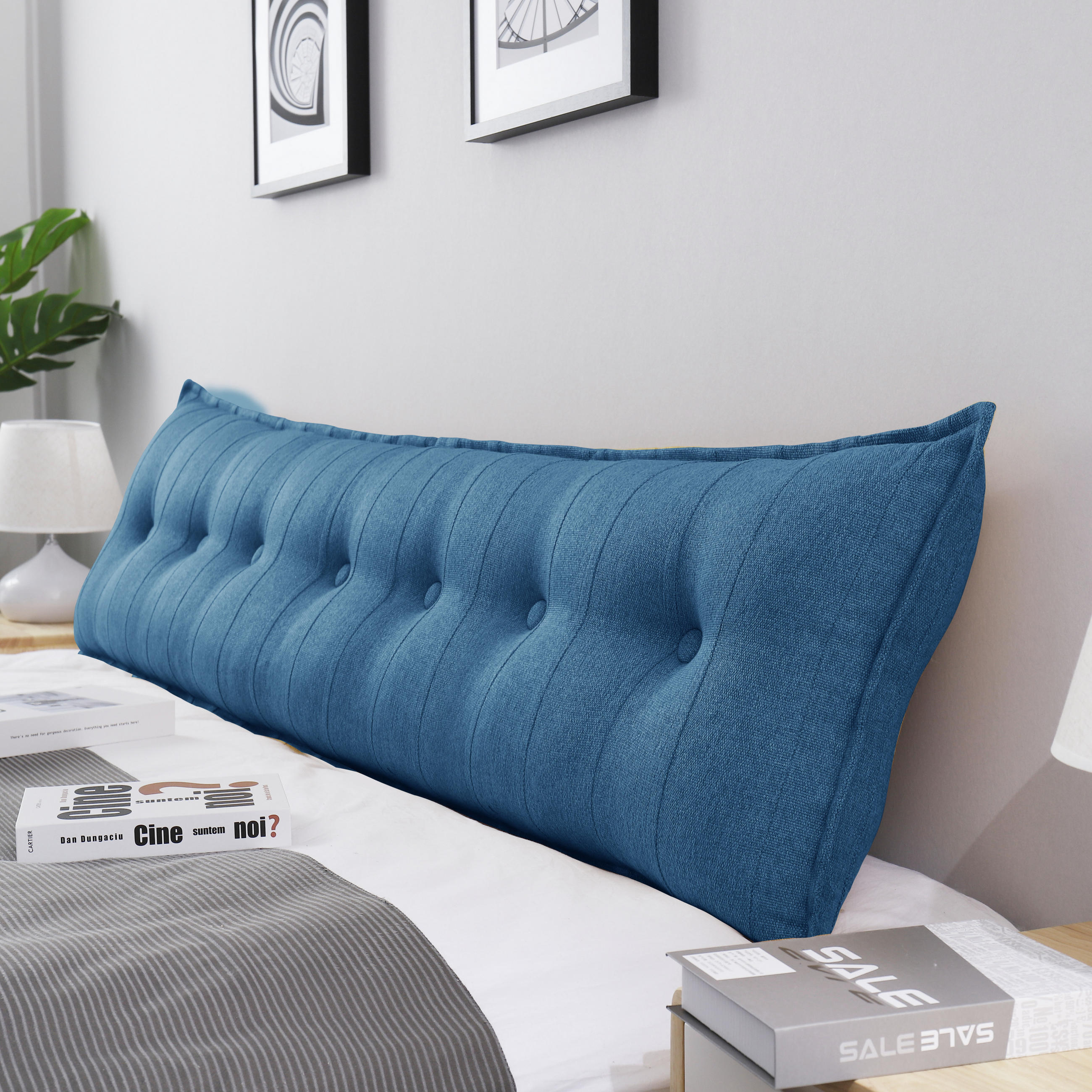 RÜCKENKISSEN Leinenlook Blau 200 cm - Blau, Textil (200/8cm) - Vercart