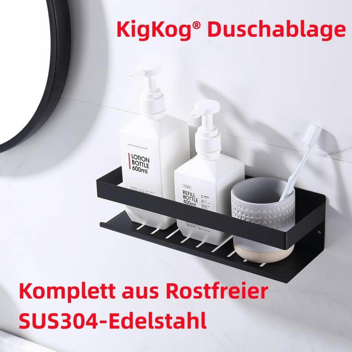DUSCHREGAL , Schwarze Duschablage, 30 cm - Schwarz, Metall (10/8/30cm) - BELZ