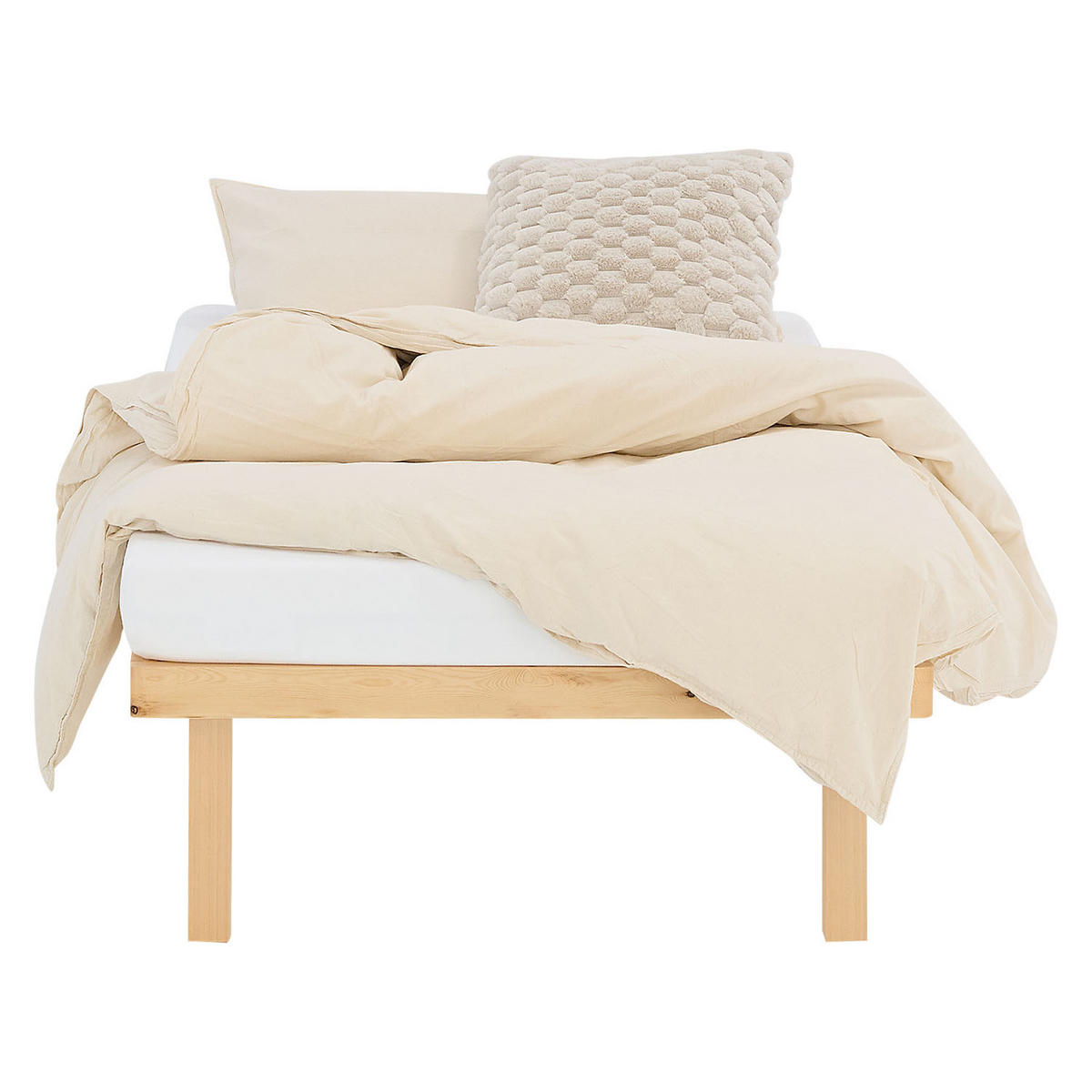 HOLZBETT 90/200 cm natur + Matratze - Naturfarben, Holz/Textil (90/200cm) - Homestyle4u