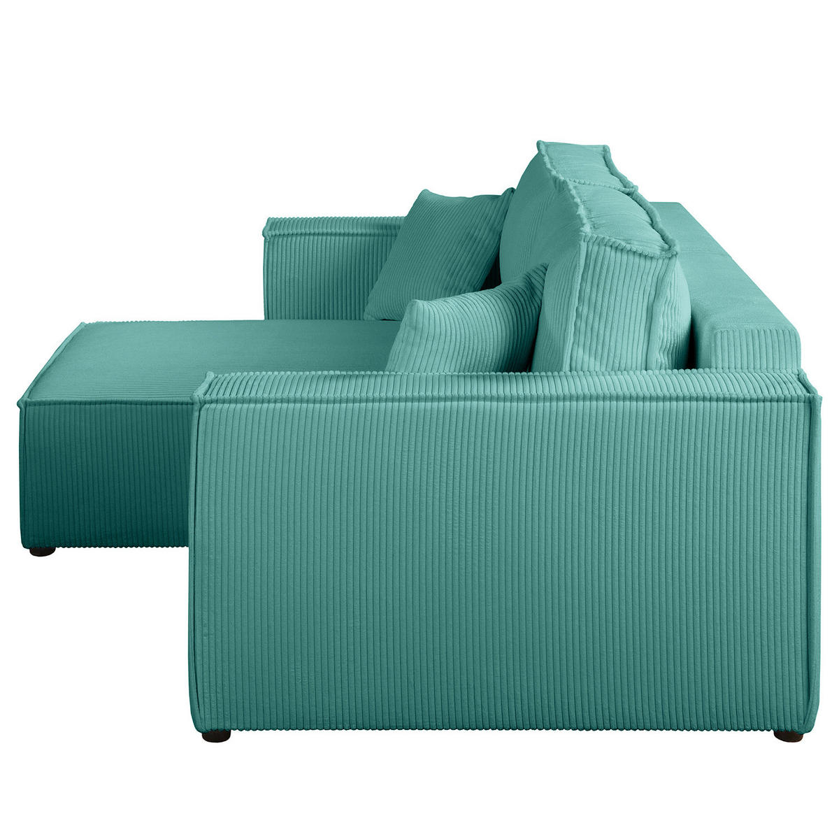 ECKSOFA mit Schlaffunktion - 255 cm - Türkis/Schwarz, Kunststoff/Textil (255/148cm) - home24