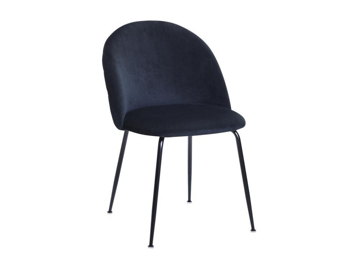STUHL 2er-Set - Samt & Edelstahl - Schwarz - MELBOURNE - Schwarz, Textil (55/77/50cm) - Vente-Unique