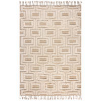 WOLLTEPPICH, Hoch-Tief Struktur Geometrisch, mit Fransen, Wohnzimmer Beige Rechteckig 200x290 - Beige, Textil (200/290cm) - KADIMA DESIGN