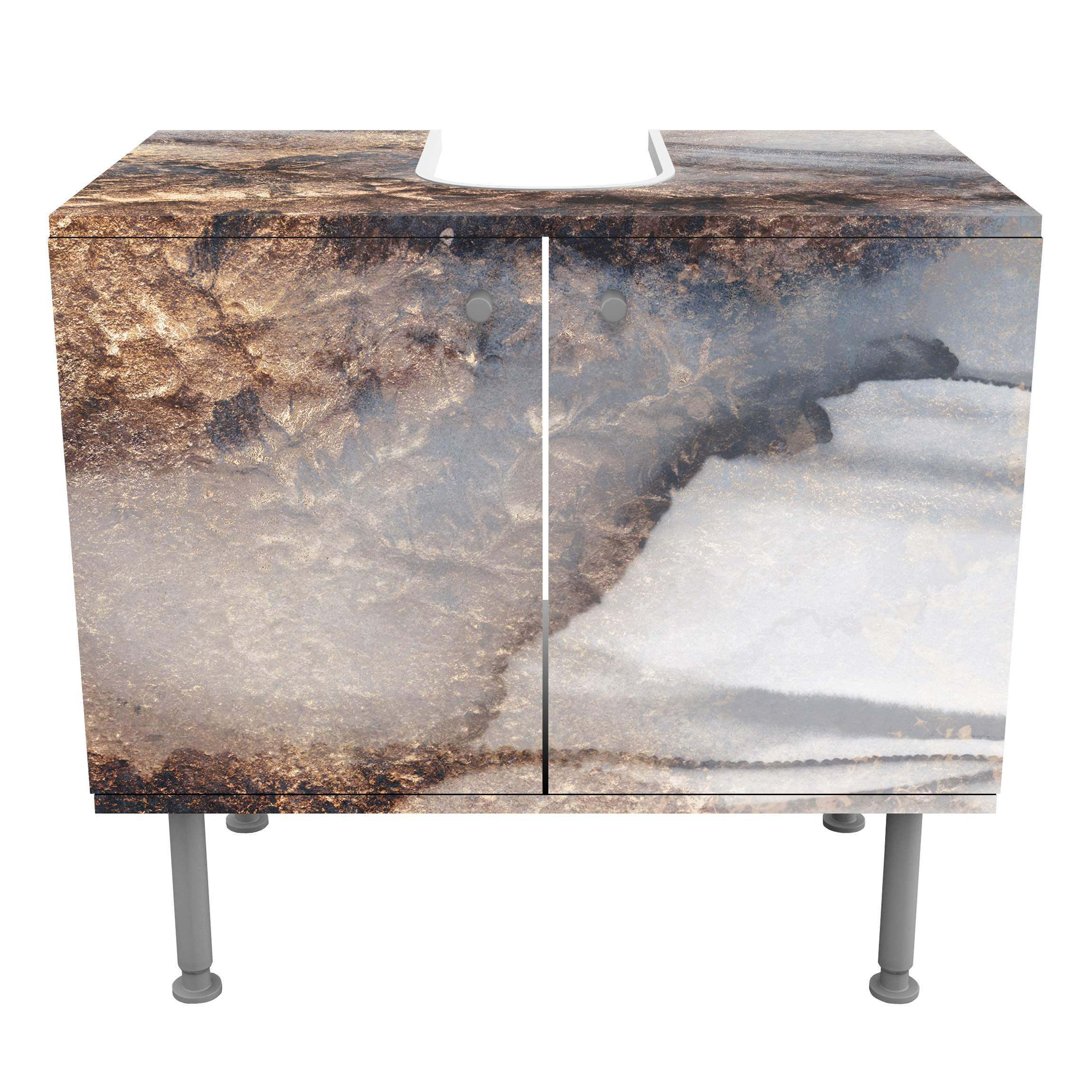 WASCHBECKENUNTERSCHRANK Goldener Marmor gemalt 60/55/35 cm - Schwarz, Holzwerkstoff (60/55/35cm) - Bilderwelten