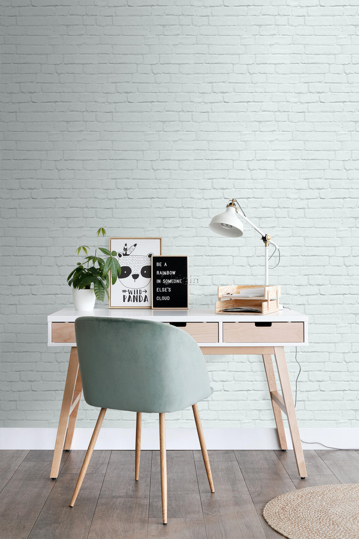 TAPETE Stein-Optik 53 cm x 10.05 m - Grün, Papier (53/0.1cm) - Origin Wallcoverings