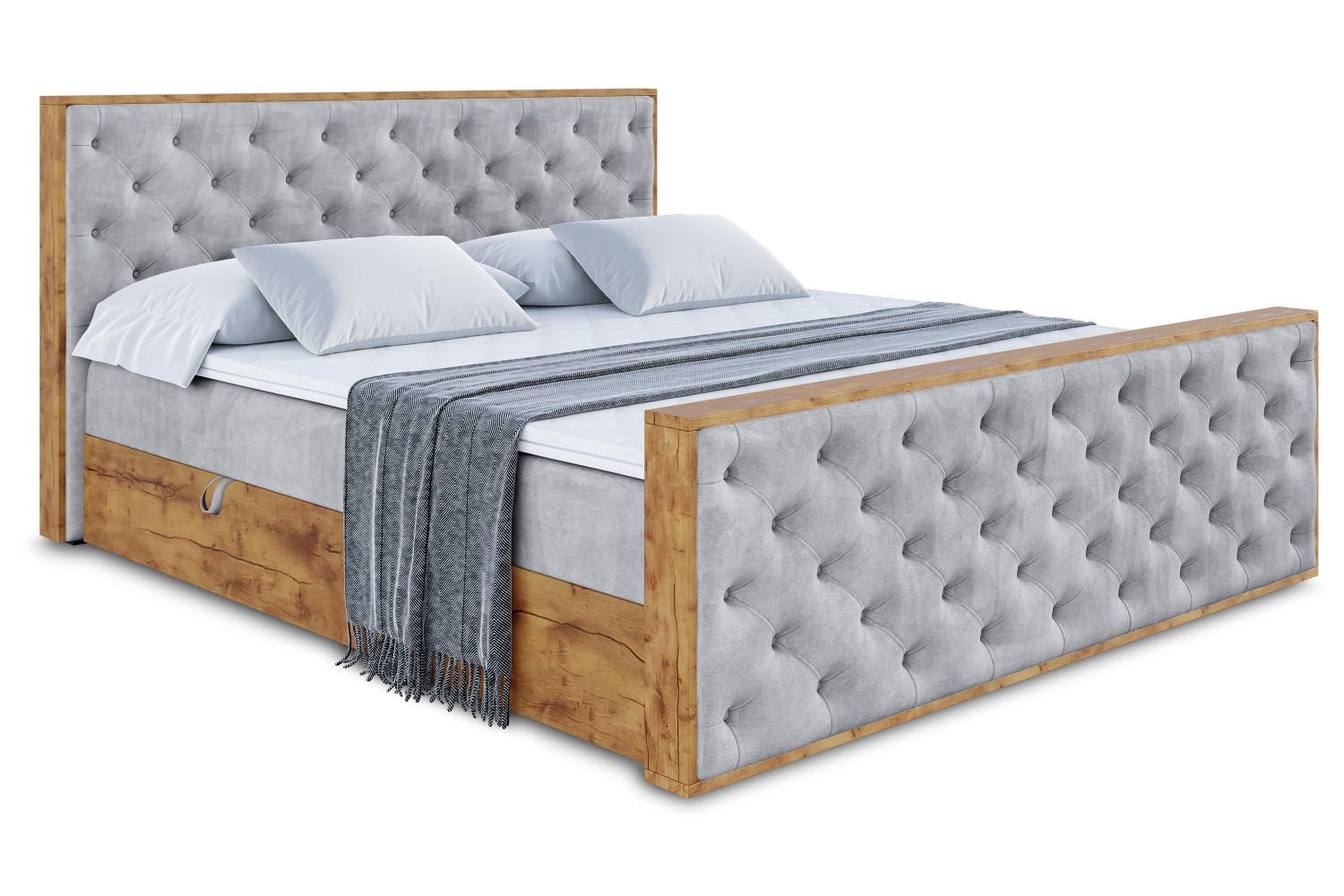 BOXBETT mit Matratze H3 und Lattenrost - LOLLI3-Z - 200x200 - Grau Monolith - Grau, Holzwerkstoff (200/200cm) - ALTDECOR
