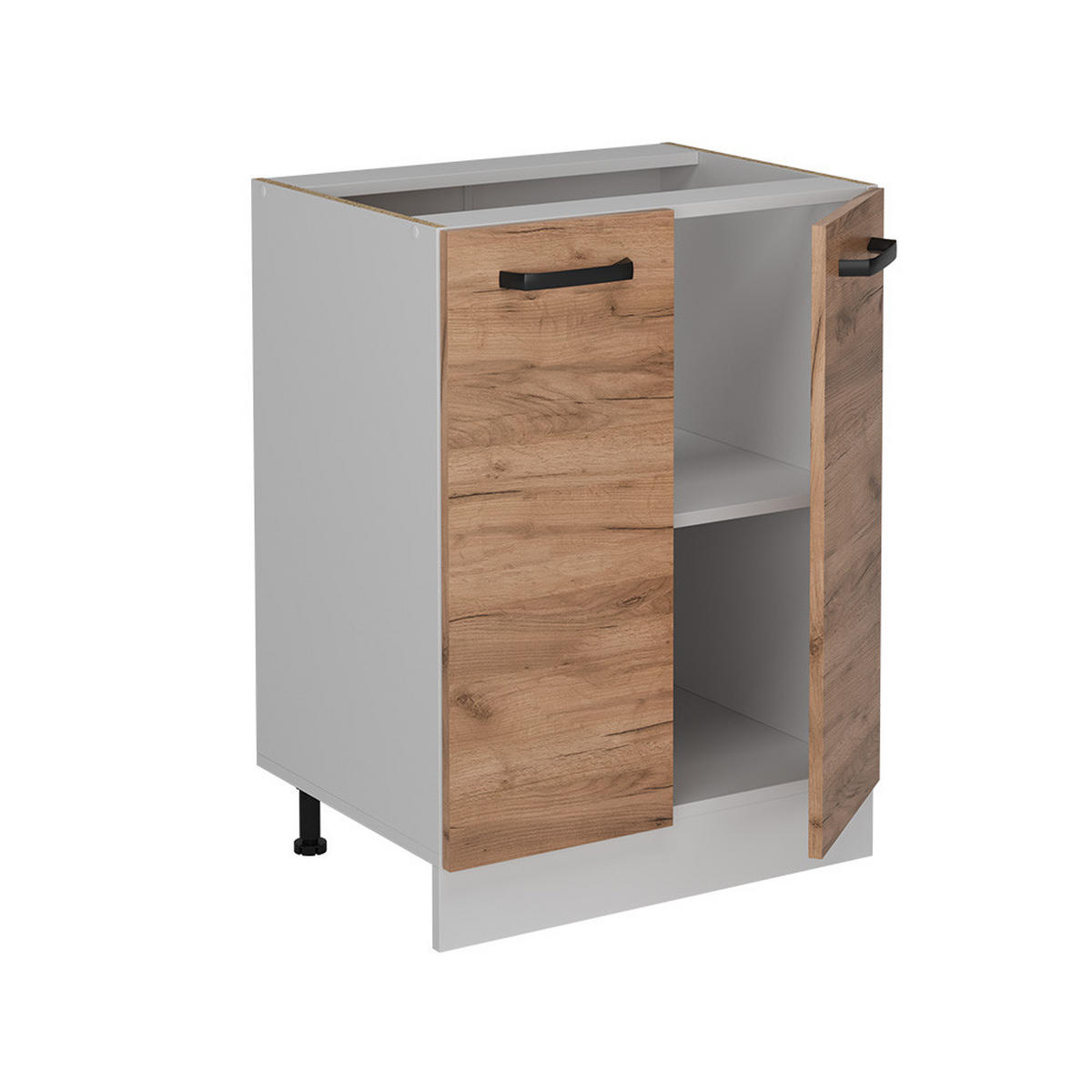 KÜCHENUNTERSCHRANK R-Line Goldkraft Eiche 60 cm AP Marmor - Eiche Wotan/Weiß, Holzwerkstoff (60/81.6/60cm) - Vicco