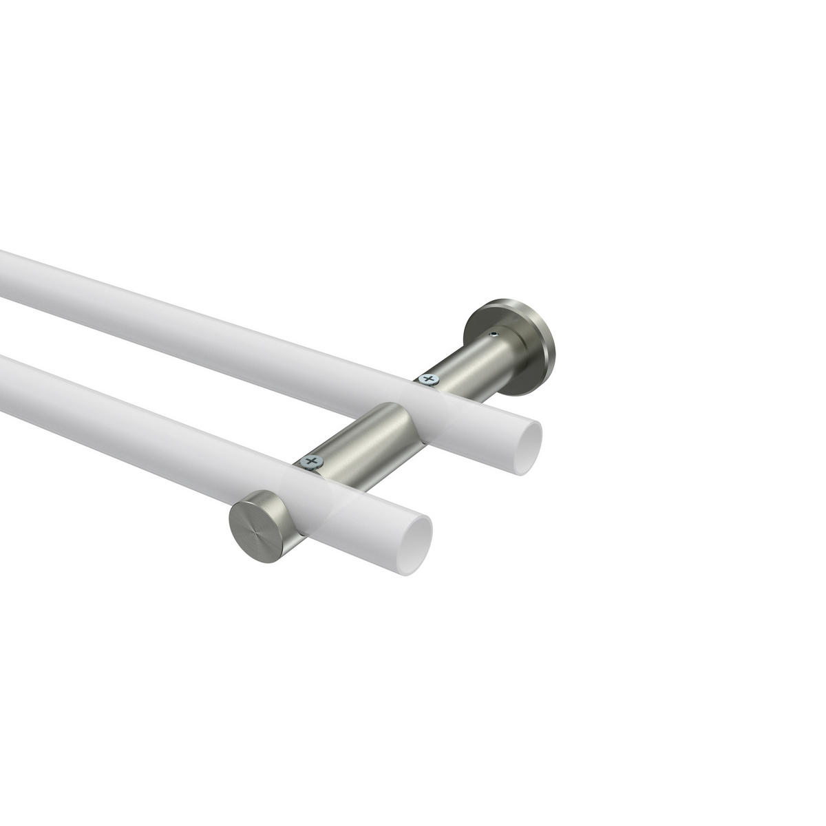 TRÄGER FÜR GARDINENSTANGEN 20 mm Ø, Platon 2-läufig, Edelstahl-Optik - Edelstahlfarben, Metall (16/4/4cm) - INTERDECO