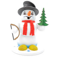 RAUCHFIGUR Schneemann Weiß Baummauser 19 cm - Multicolor, Holz (15/19/0.1cm)