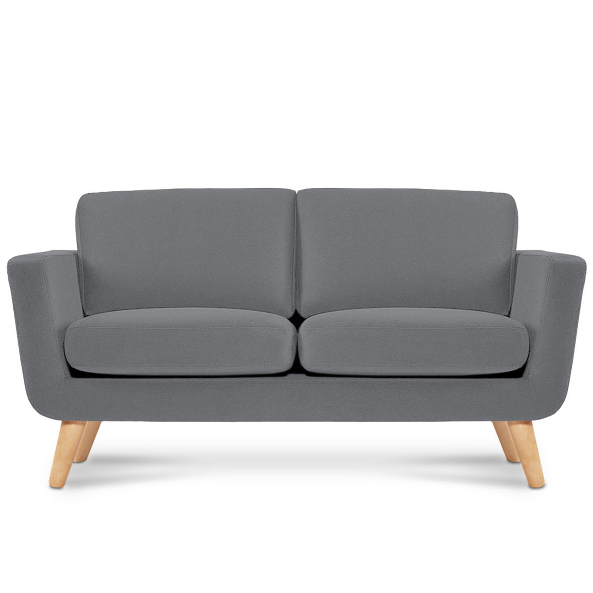 2-SITZER-SOFA TAGIO mit Armlehnen, grau - Braun/Grau, Buchenholz/Textil (153/80/84cm) - KONSIMO®