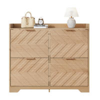 SCHUHSCHRANK 105/24/90 cm mit 4 Klappfächern, 3D-Strukturfront und Ablagefläche, MDF, Natur - Naturfarben, Holzwerkstoff (105/90/24cm) - Redom