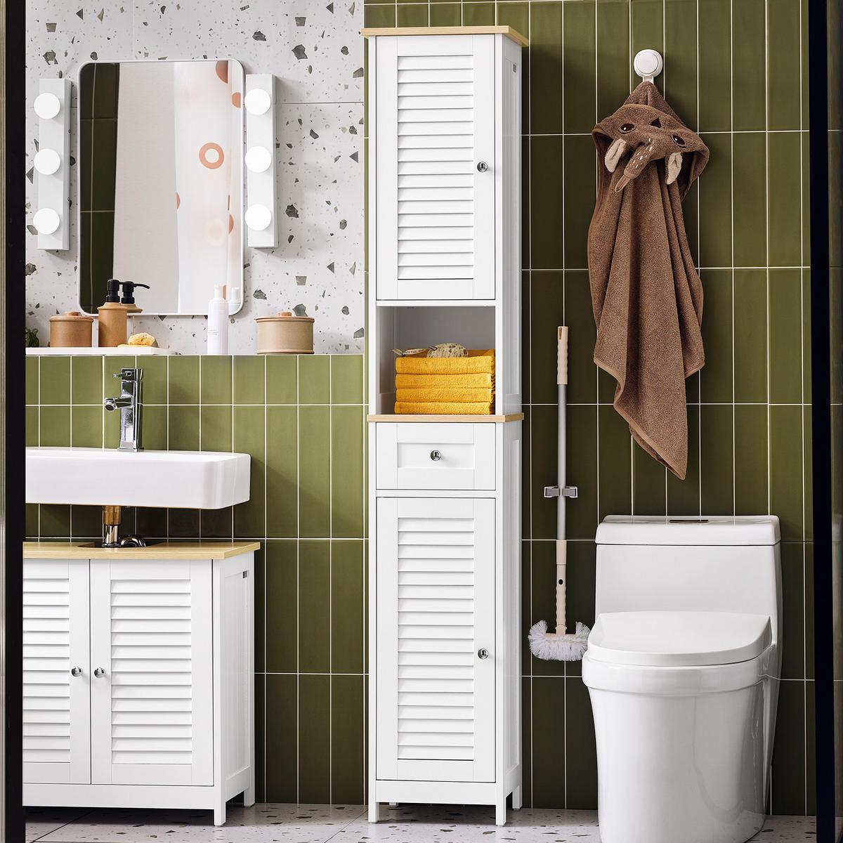 HOCHSCHRANK Weiß - Weiß, Holzwerkstoff (32/170/30cm) - SoBuy