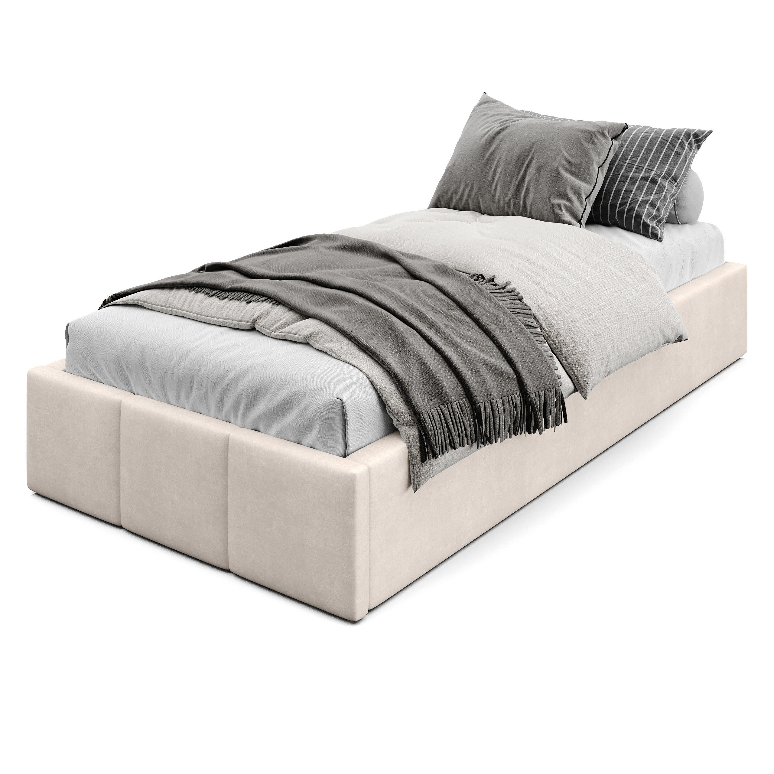 POLSTERBETT für Schlafzimmer Bett mit Stauraum Creme 90x200cm - Creme, Holzwerkstoff/Textil (90/200cm) - Muralo