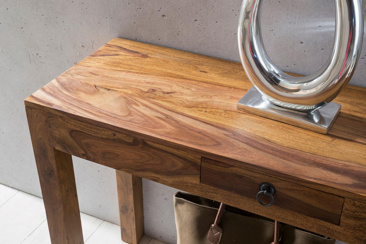 KONSOLENTISCH Akazienholz Schublade Landhausstil NAKO, Braun 120x40x70 cm - Braun, Holz/Metall (40/120/70cm) - KADIMA DESIGN