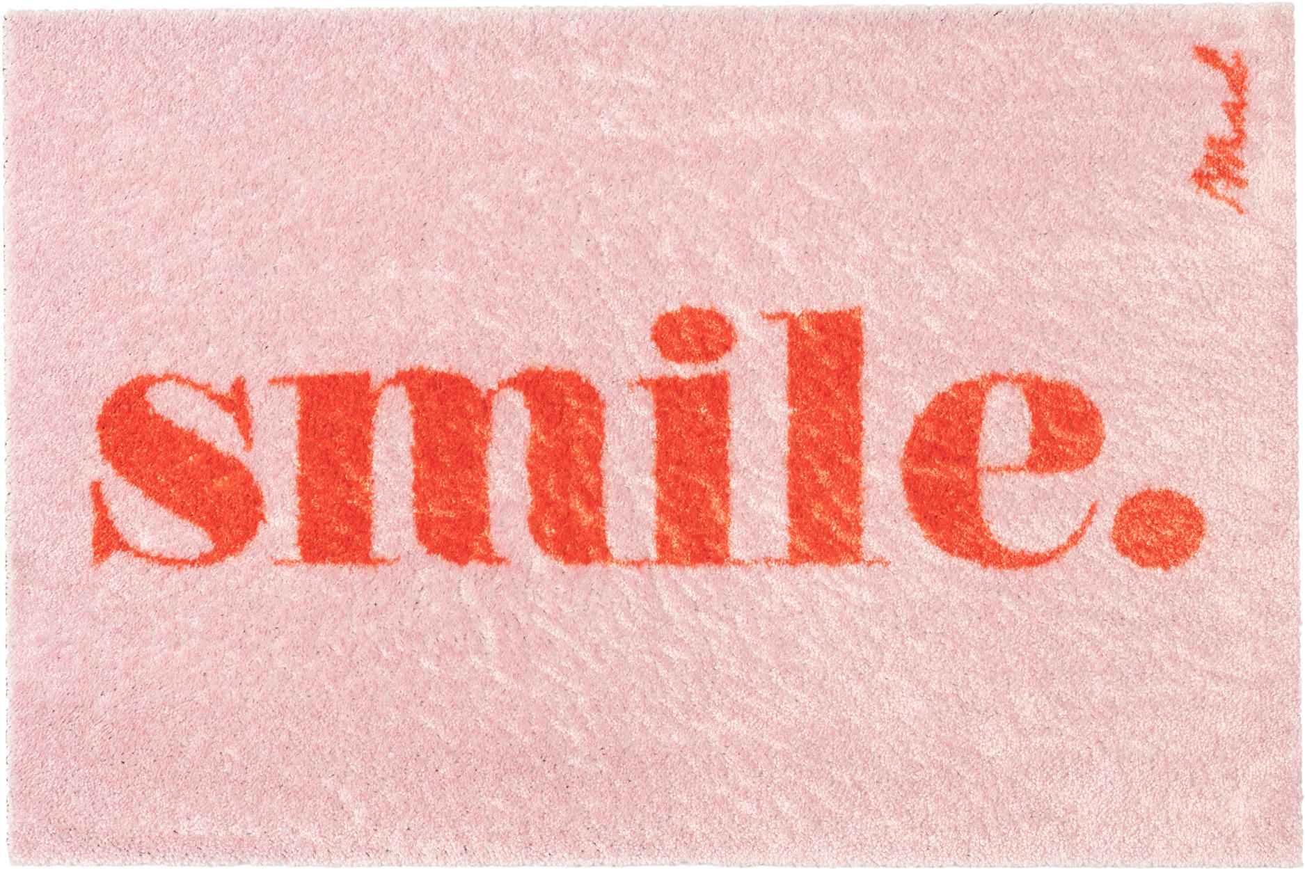 INDOOR FUßMATTE "Perla" mit Spruch "Smile" Pink 50 x 75 cm - Pink/Rosa, Kunststoff/Textil (50/75cm) - MAD ABOUT MATS