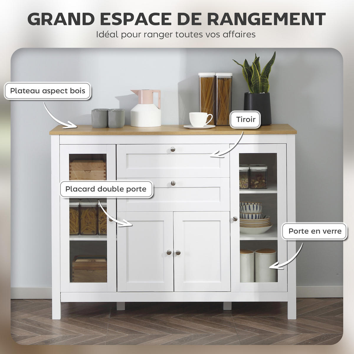 SIDEBOARD Weiß 120/40/90 cm - Weiß, Holz (120/90/40cm) - PANGIVO