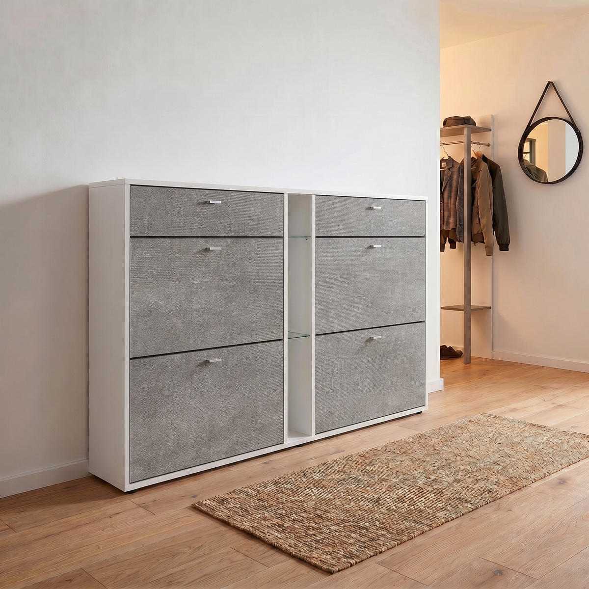 SCHUHSCHRANK Today Fronten in Braun meliert - Graubraun, Holzwerkstoff (155.5/95/28cm) - Vladon