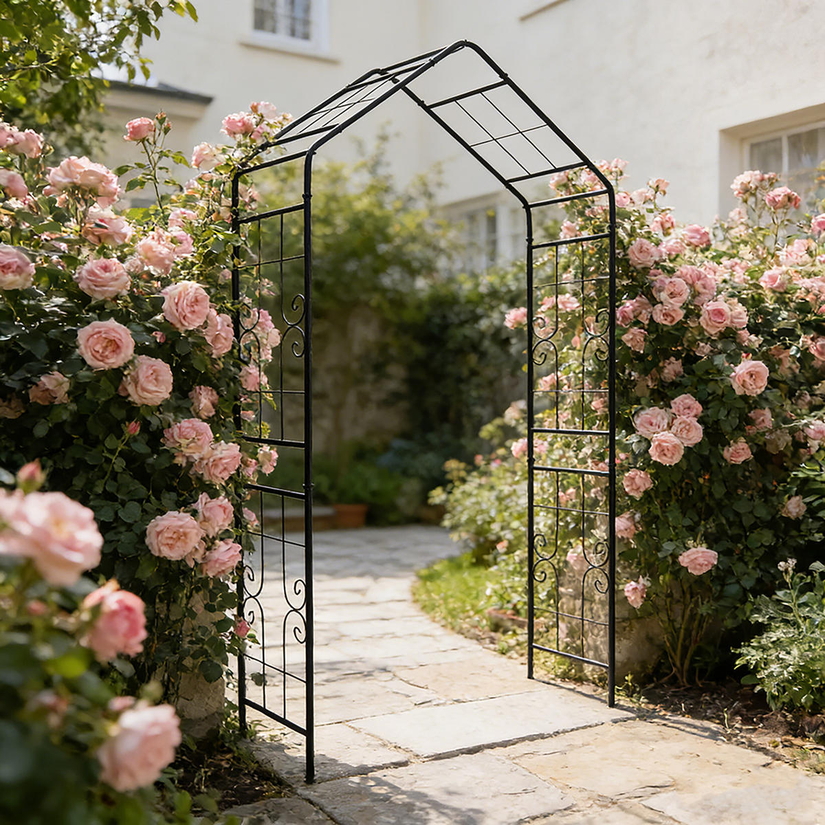 OBLÚK ruží - čierna, kov (143/240/43cm) - Relaxdays