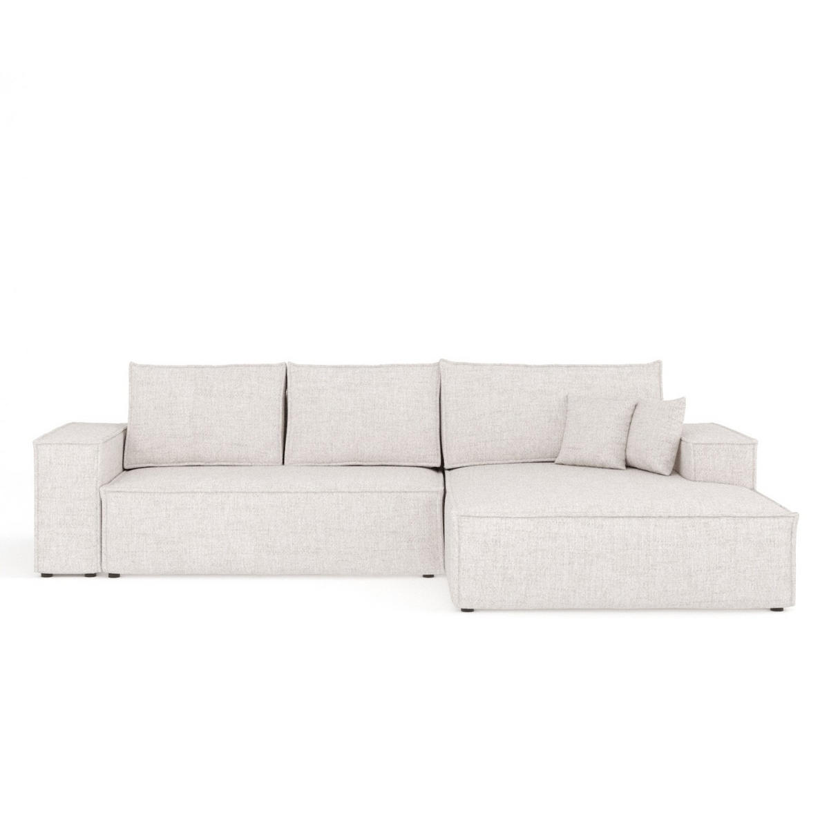 ECKSOFA TAURI mit Schlaffunktion Hellbeige im Neve Stoff - Sandfarben/Schwarz, Holz/Holzwerkstoff (294/185cm) - AltaBeds