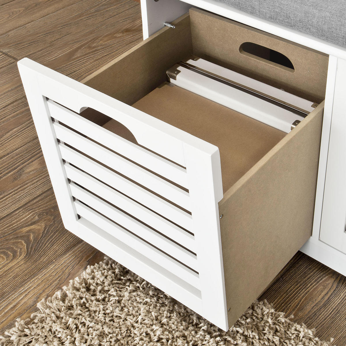 SCHUHBANK Weiß - Weiß, Holzwerkstoff (105/43/35cm) - SoBuy
