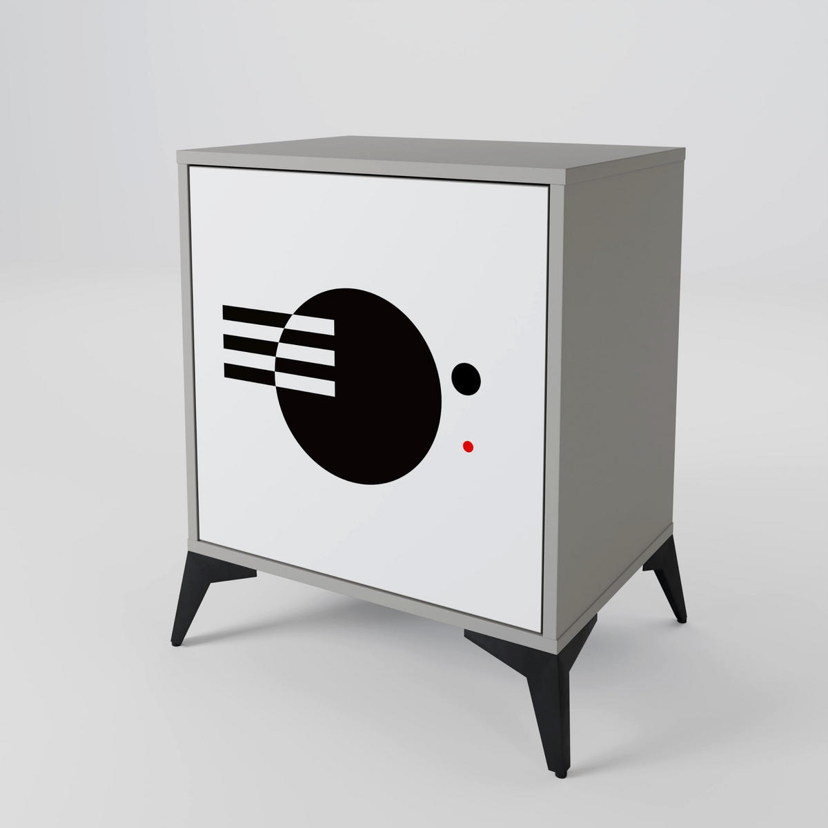 SIDEBOARD BLACK AND WHITE COMBINATION, Grau, 57,5x42x67,5 cm, Schwarze Metall-Rahmenfüße - Multicolor/Schwarz, Holzwerkstoff/Metall (57.5/67.5/42cm) - SpaceRebels