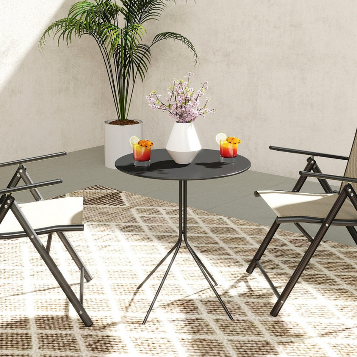 GARTENTISCH klappbar Ø60 cm – SCHWARZ - Schwarz, Metall (60/60/71cm) - ComfortXL