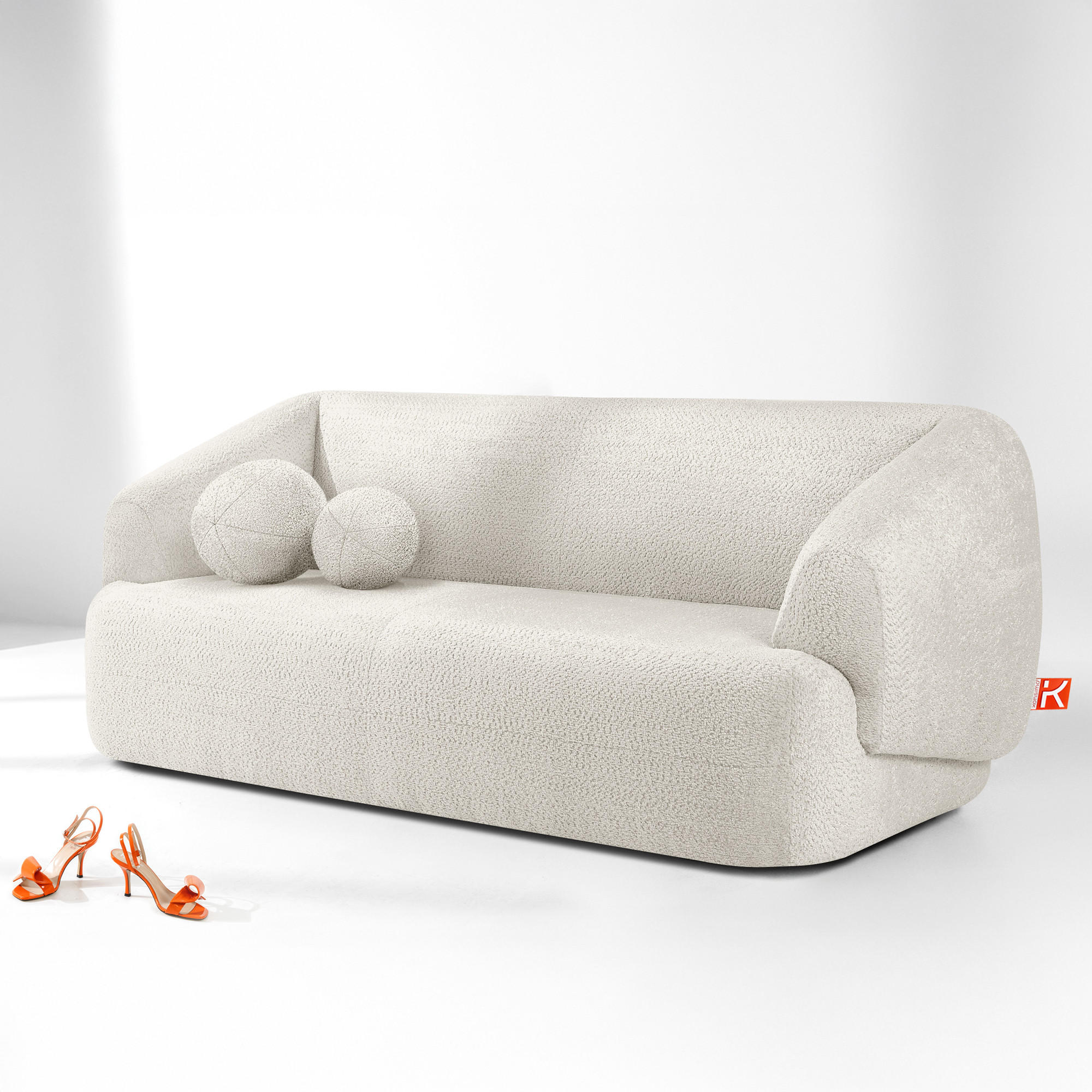 EINZELSOFA VIRA, Weiß, Chenille - Schwarz/Weiß, Holz/Holzwerkstoff (210/84/100cm) - KONSIMO®