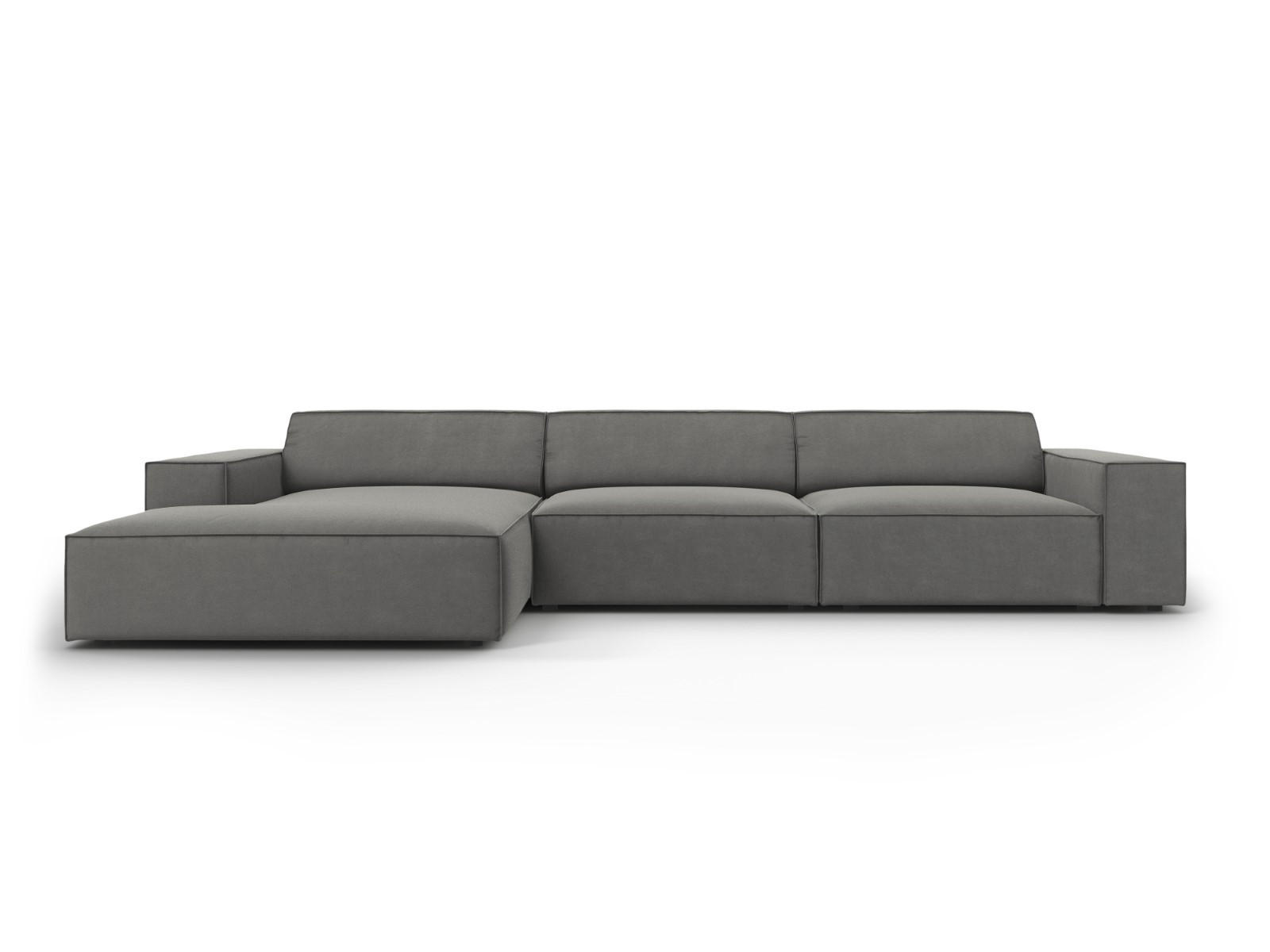 ECKSOFA links Jodie aus Samt hellgrau 4 Sitzplätze - Hellgrau, Textil (166/284cm) - Micadoni