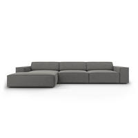 ECKSOFA links Jodie aus Samt hellgrau 4 Sitzplätze - Hellgrau, Textil (166/284cm) - Micadoni