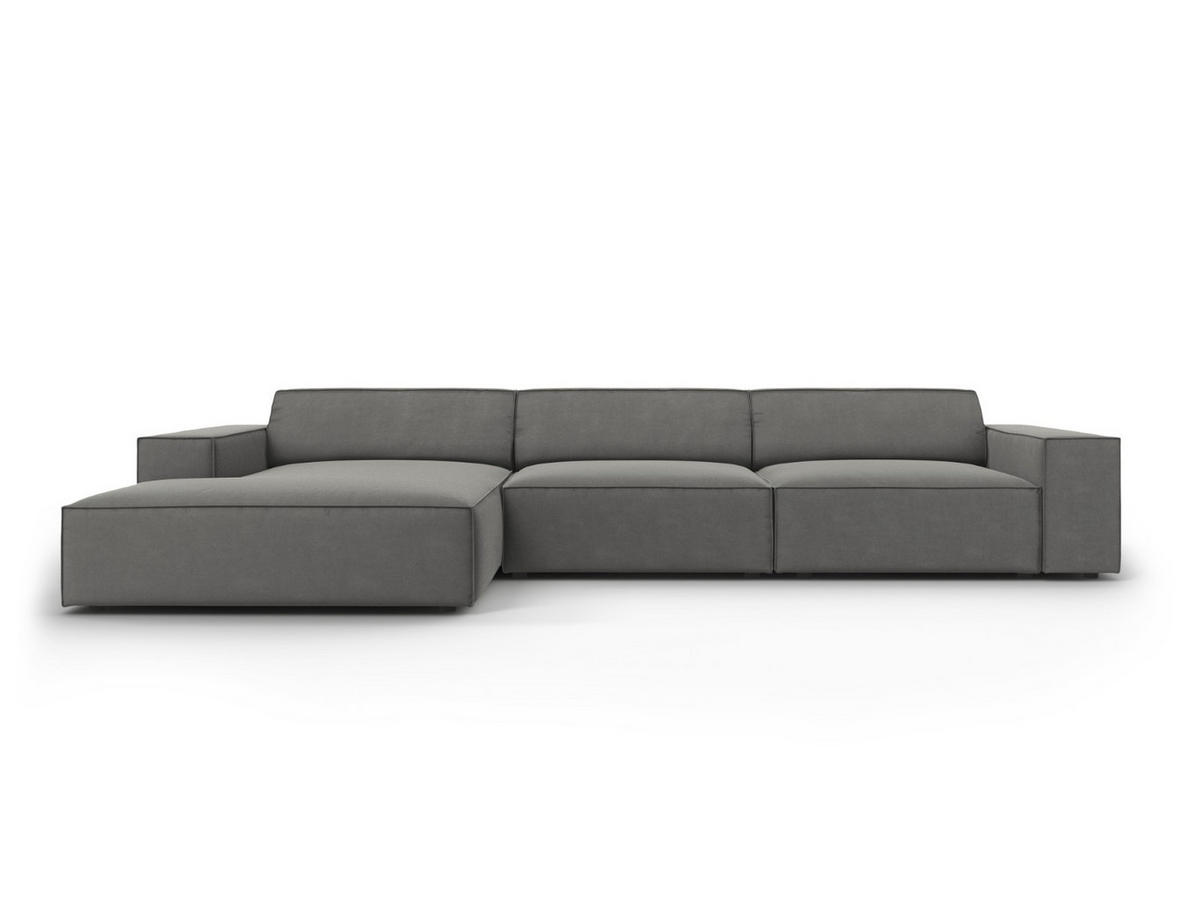 ECKSOFA links Jodie aus Samt hellgrau 4 Sitzplätze - Hellgrau, Textil (166/284cm) - Micadoni