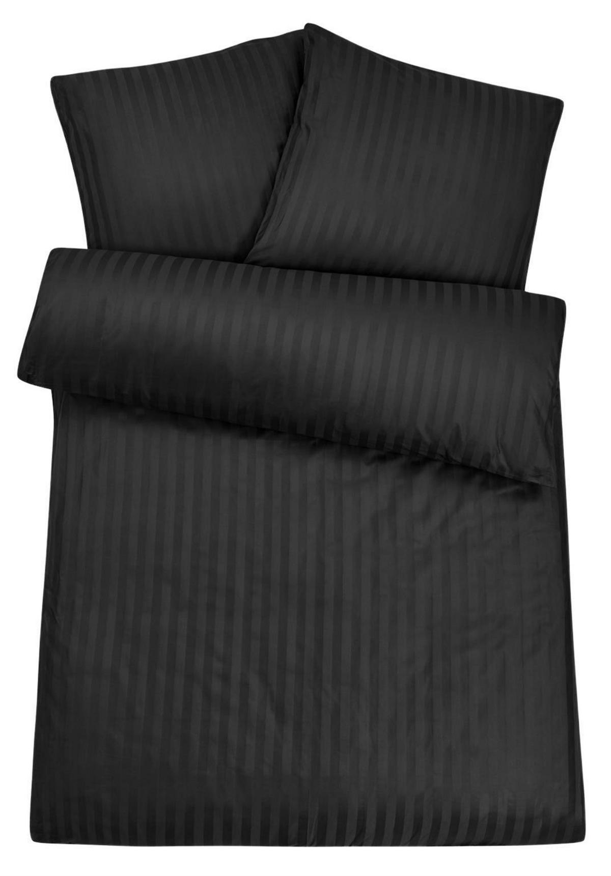 MIKROFASER-DAMAST-BETTWÄSCHE 155x220 cm Schwarz - Schwarz, Textil (155/220cm) - Carpe Sonno