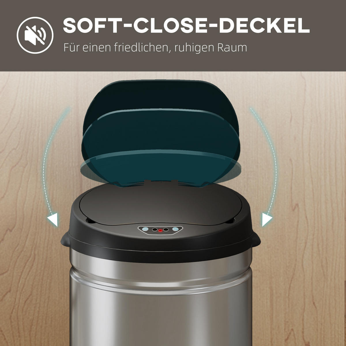 MÜLLEIMER mit Sensor 50L Edelstahl Automatischer Mülleimer mit Soft-Close-Deckel - Silberfarben, Metall (30.5/85/30.5cm) - HOMCOM