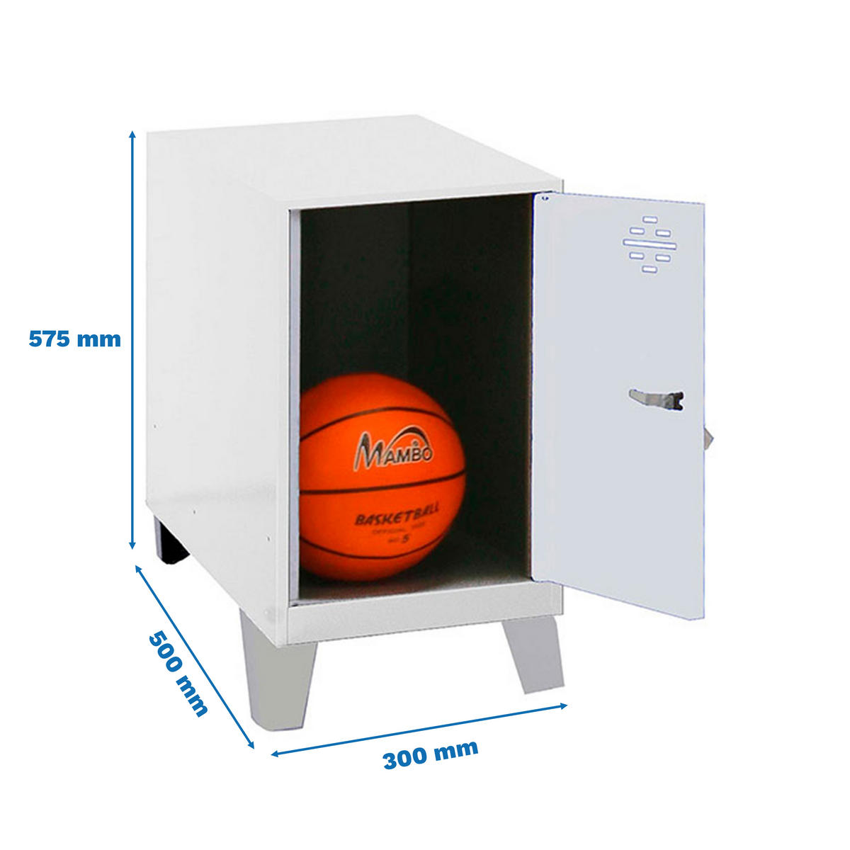 SCHLIESSFACHWÜRFEL Amego HxBxT 57,5x30x50 cm Mit Standfüße Weiß-Grau Spind - Weiß, Metall (30/57.5/50cm) - PROREGAL