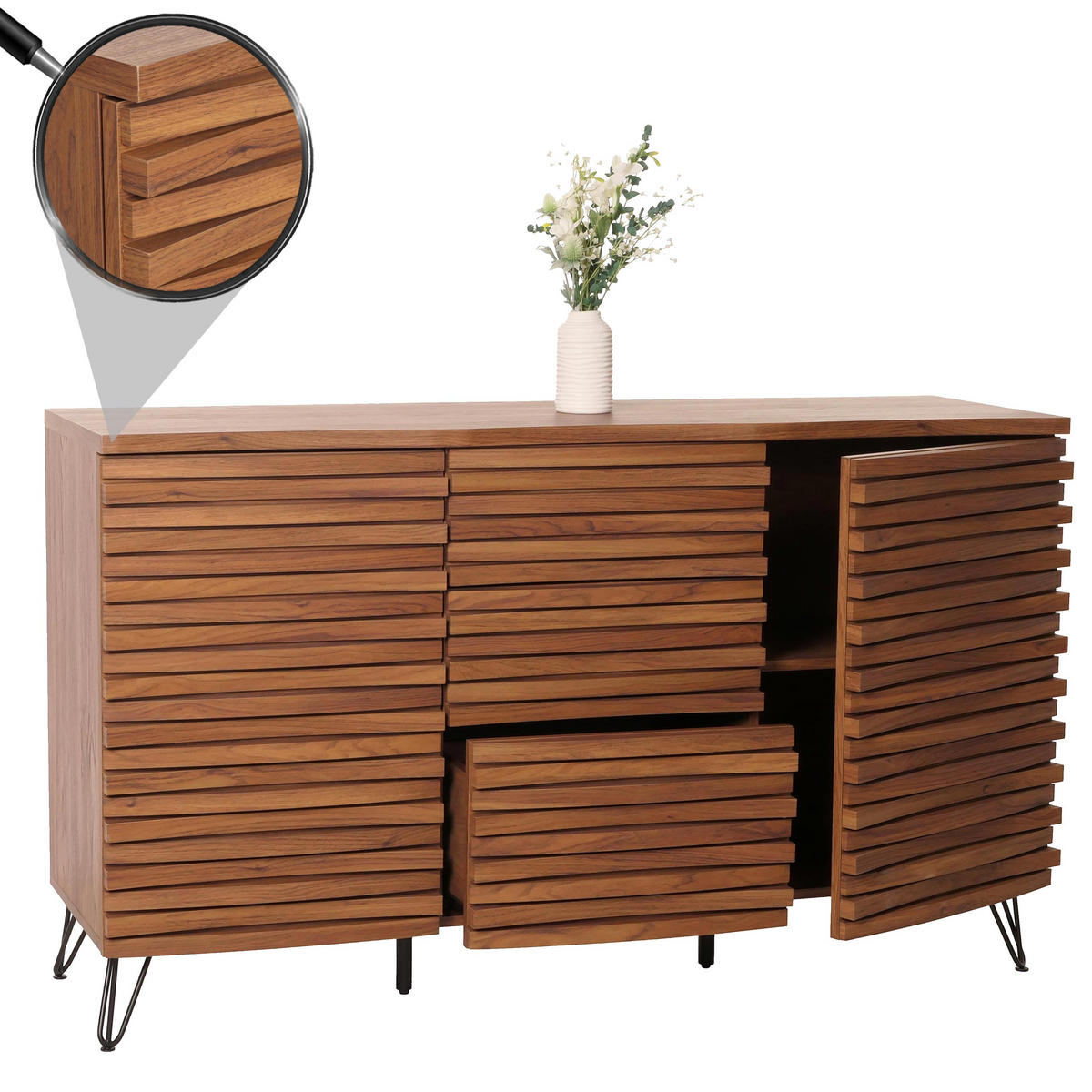 SIDEBOARD Walnuss Dekor - Walnussfarben, Holzwerkstoff (142/85/44cm) - MCW