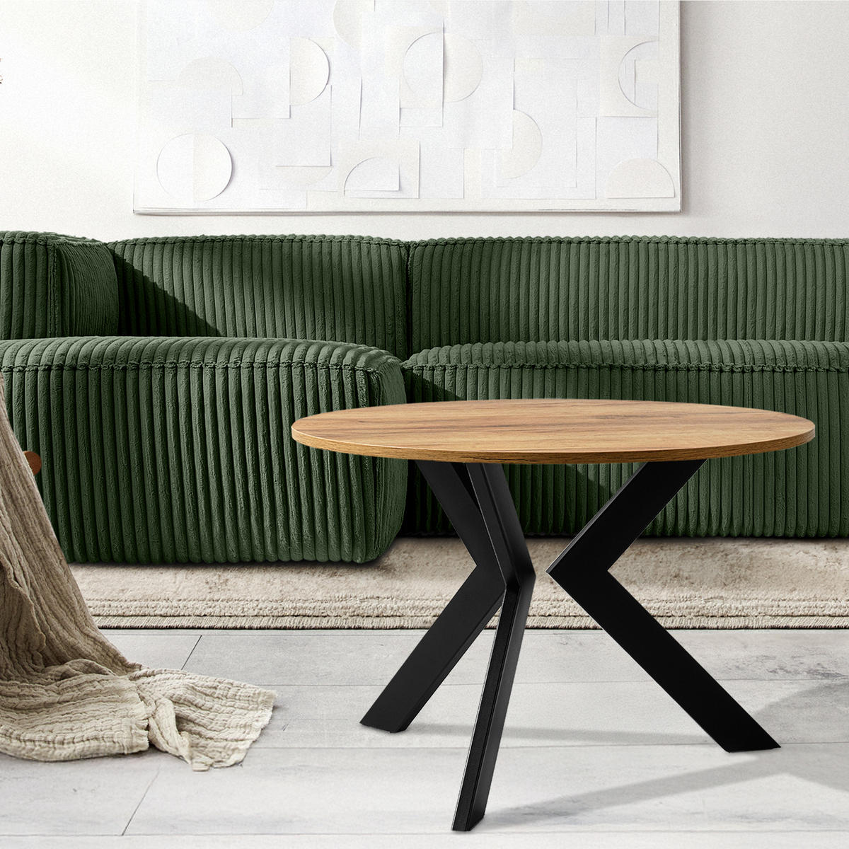 COUCHTISCH LARDA Kaffeetisch - Eichefarben, Holzwerkstoff/Metall (65/65/51cm) - KONSIMO®