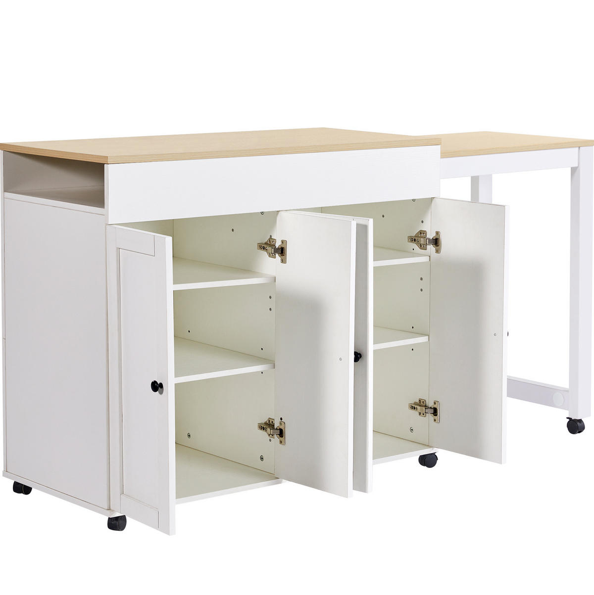 BARTISCH ausziehbar 117-180 x 50 x 94,6 cm Weiß - Weiß, Holz (50/94.6/180cm) - Beauniv