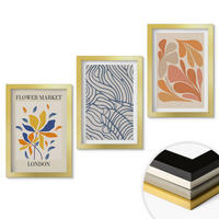 WANDBILDER 3er Set - 20x30 cm Goldrahmen - Moderne abstrakte Blumen - Goldfarben, Kunststoff (20/30cm) - ArtPrintCave