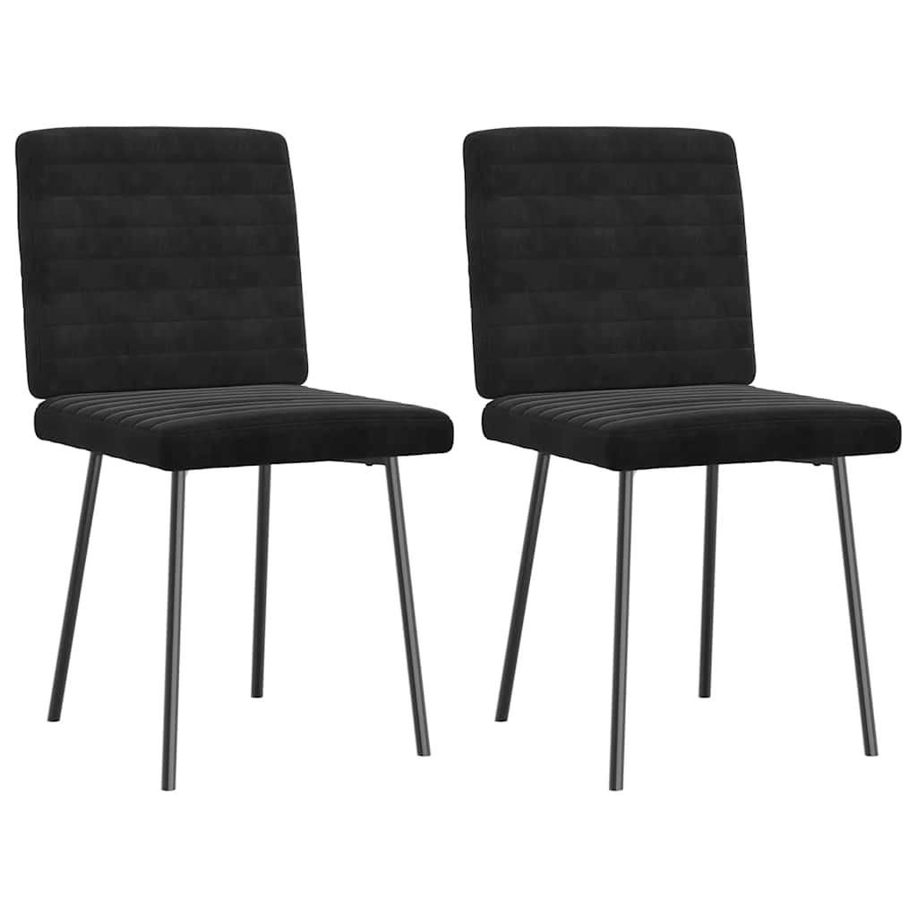 ESSZIMMERSTÜHLE 2 Stk. Schwarz Samt 45*54*83cm - Schwarz, Metall (45/83/54cm) - ZMH
