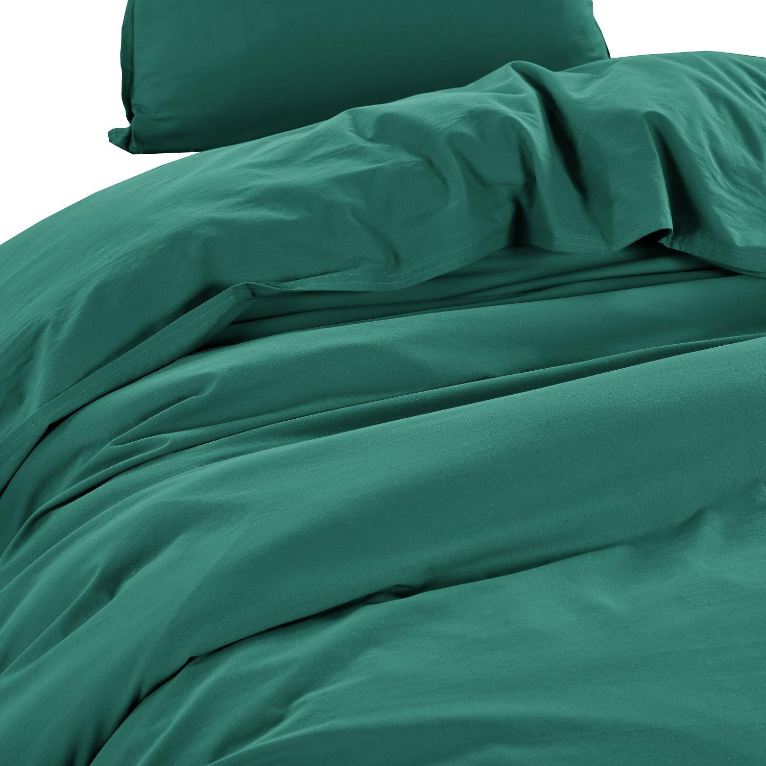 BETTWÄSCHE Stone Washed tannengrün 155/220 cm 100% Baumwolle Used-Effekt mit Stehsaum - Grün, Textil (155/220cm) - wometo