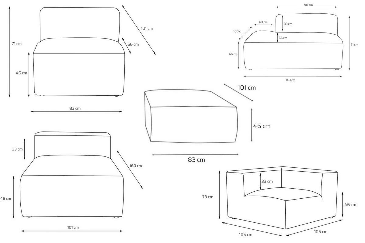 5-SITZER modulares Wohnlandschaft U XXL HEAVEN SET 6 Rechts, Breite 375 cm Webstoff Dunkelgrün - Dunkelgrün/Schwarz, Holz/Kunststoff (245/73/375cm) - Muffo