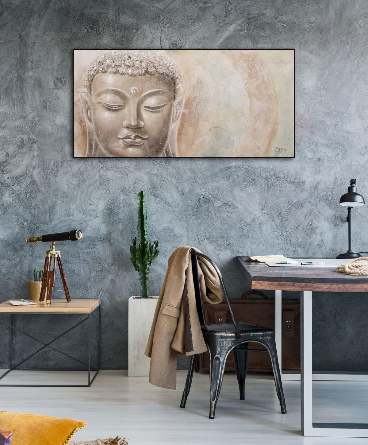 ACRYLBILD HANDGEMALT 120/60 cm - Beige, Holz/Textil (120/60cm) - KUNSTLOFT